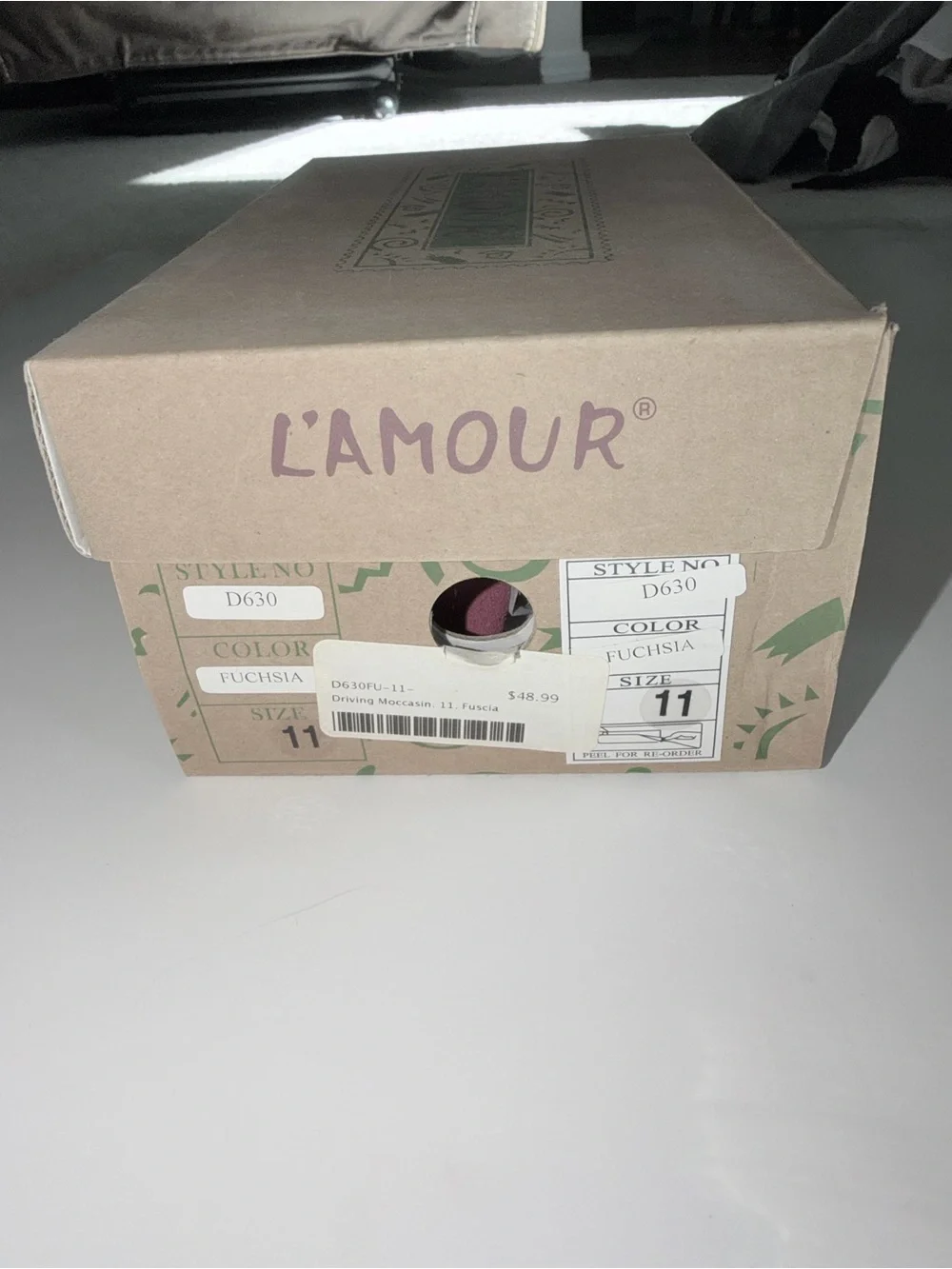 NWT L'Amour Girls Size 11 Fuchsia Suede Driving Moccasins | Heart Tassel